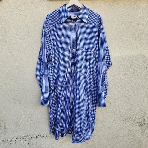 FFIXXED STUDIOS Women Chingy Shirt Dress Long Sleeve Cotton Blue White Size M - Picture 5 of 9